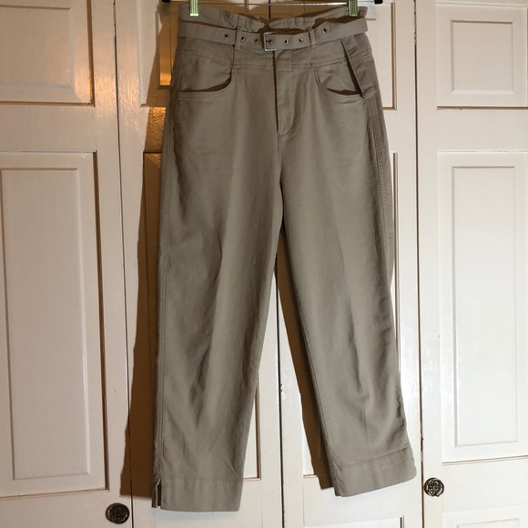 Gap for Good Paper Bag High Waist Stretch Tan Pant with matching Belt SZ 6 - Picture 1 of 6